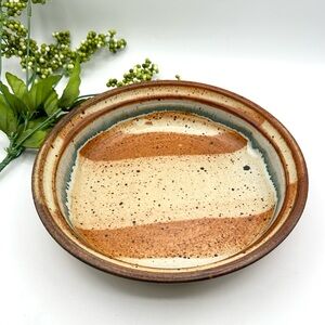 Signed Studio Artist Pottery, Shallow Dish in Earth Tones.